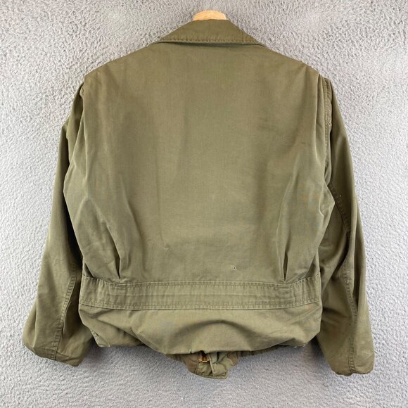 Vintage WWII USN Navy Deck Jacket N-4 Field Coat Medium Lined Green 1940s - Picture 2 of 16